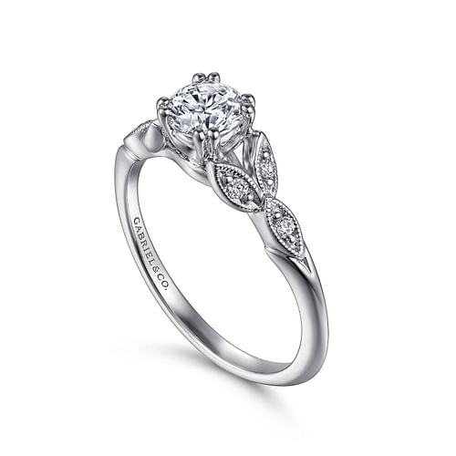 Celia - 14K White Gold Round Diamond Engagement Ring - 0.07 ct - Shot 3