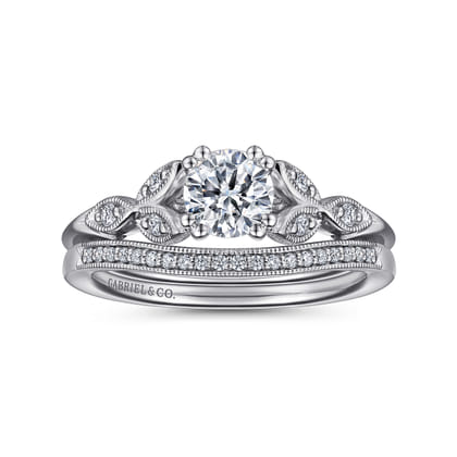 Celia - 14K White Gold Round Diamond Engagement Ring