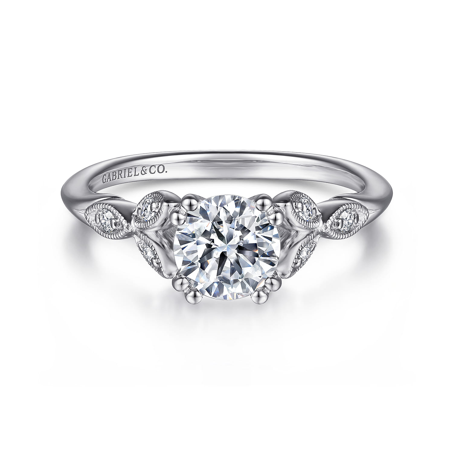Celia - 14K White Gold Round Diamond Engagement Ring
