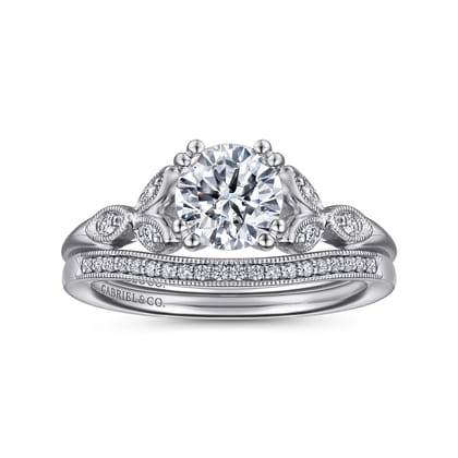 Celia - 14K White Gold Round Diamond Engagement Ring