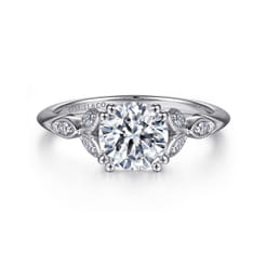 Celia - 14K White Gold Round Diamond Engagement Ring