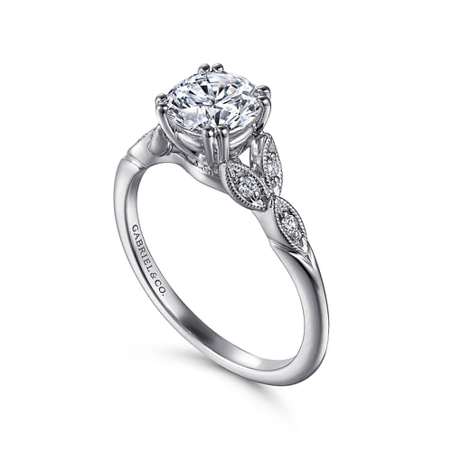Celia - 14K White Gold Round Diamond Engagement Ring - 0.07 ct - Shot 3