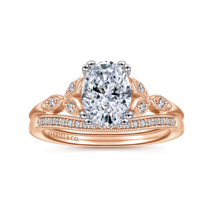 Celia - 14K White-Rose Gold Oval Diamond Engagement Ring