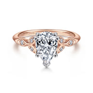 Celia - 14K White-Rose Gold Pear Shape Diamond Engagement Ring