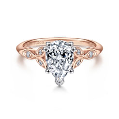 14K White-Rose Gold Pear Shape Diamond Engagement Ring