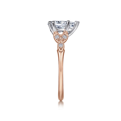 Celia - 14K White-Rose Gold Pear Shape Diamond Engagement Ring