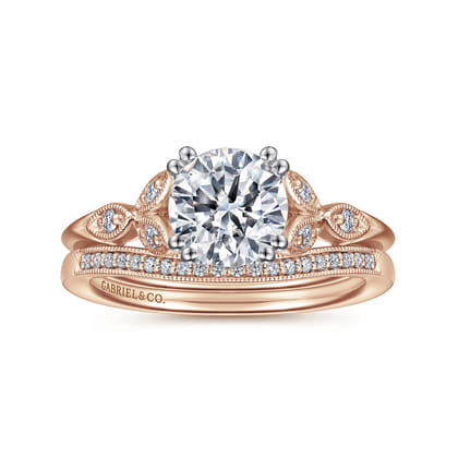 Celia - 14K White-Rose Gold Round Diamond Engagement Ring