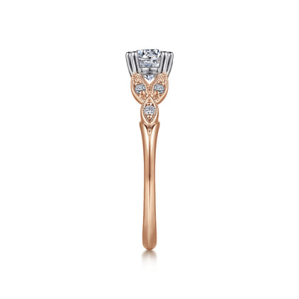 Celia - 14K White-Rose Gold Round Diamond Engagement Ring