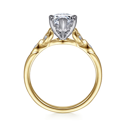 Celia - 14K White-Yellow Gold Marquise Shape Diamond Engagement Ring