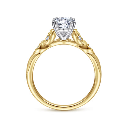 Celia - 14K White-Yellow Gold Oval Diamond Engagement Ring