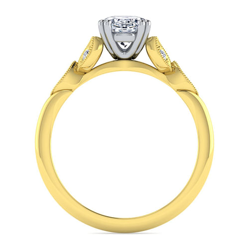 Celia - 14K White-Yellow Gold Oval Diamond Engagement Ring - 0.07 ct - Shot 2