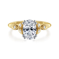 Celia - 14K White-Yellow Gold Oval Diamond Engagement Ring