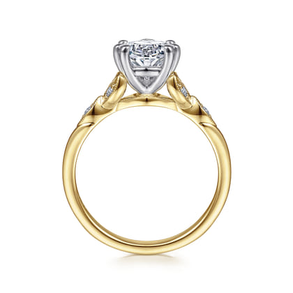 Celia - 14K White-Yellow Gold Pear Shape Diamond Engagement Ring