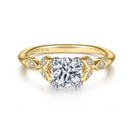 Celia - 14K White-Yellow Gold Round Diamond Engagement Ring