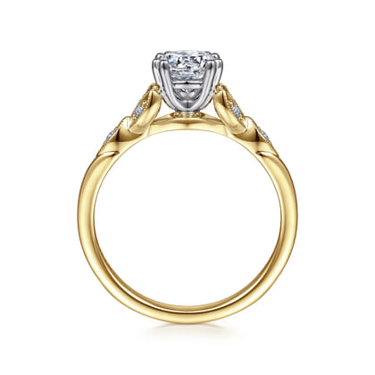 Celia - 14K White-Yellow Gold Round Diamond Engagement Ring