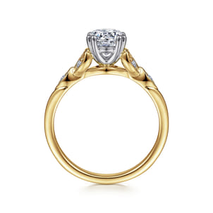 Celia - 14K White-Yellow Gold Round Diamond Engagement Ring