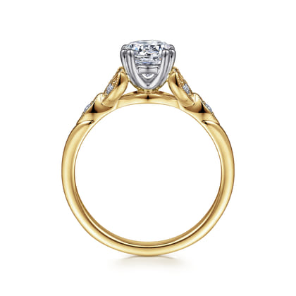 Celia - 14K White-Yellow Gold Round Diamond Engagement Ring