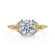Celia - 14K White-Yellow Gold Round Diamond Engagement Ring