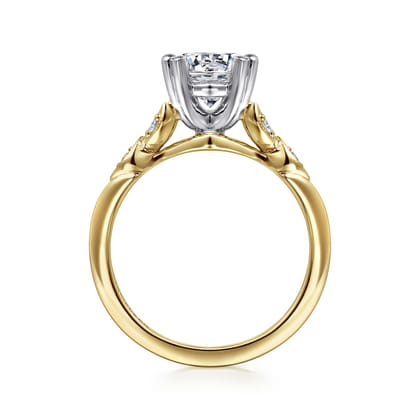 Celia - 14K White-Yellow Gold Round Diamond Engagement Ring