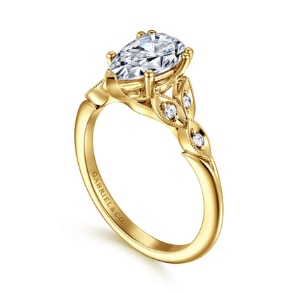 Celia - 14K Yellow Gold Pear Shape Diamond Engagement Ring