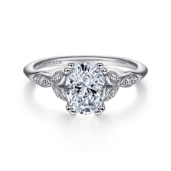 Celia - Platinum Vintage Inspired Oval Split Shank Diamond Engagement Ring