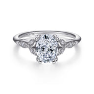 Celia - Platinum Vintage Inspired Oval Split Shank Diamond Engagement Ring