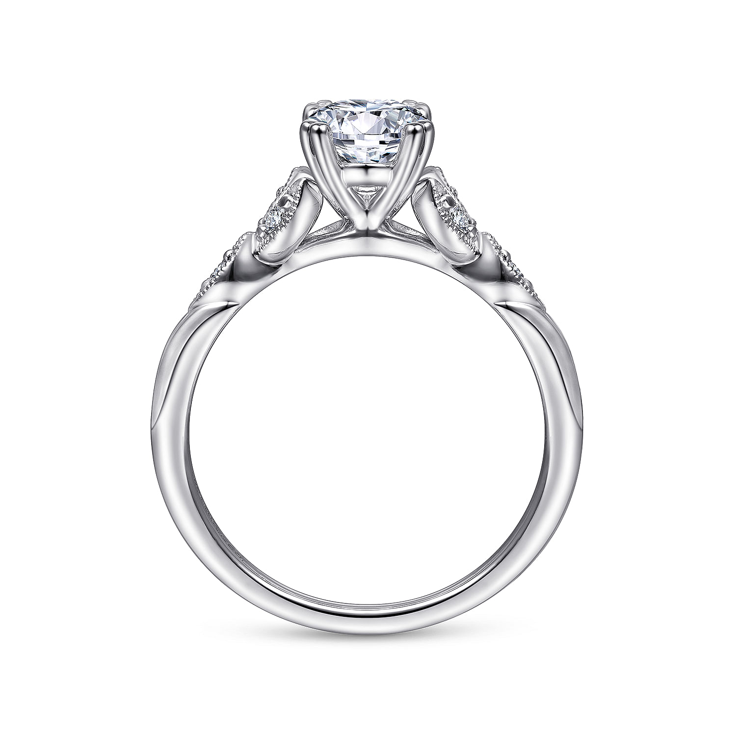 Celia - Platinum Vintage Inspired Oval Split Shank Diamond Engagement Ring
