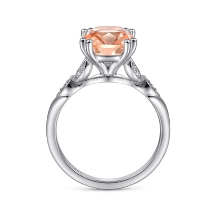 Celia - Vintage Inspired 14K Rose Gold Cushion Cut Morganite and Diamond Engagement Ring