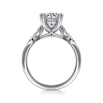 Celia - Vintage Inspired 14K White Gold Round Diamond Engagement Ring