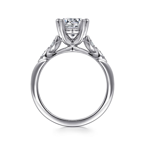 Celia - Vintage Inspired 14K White Gold Round Diamond Engagement Ring - 0.07 ct - Shot 2