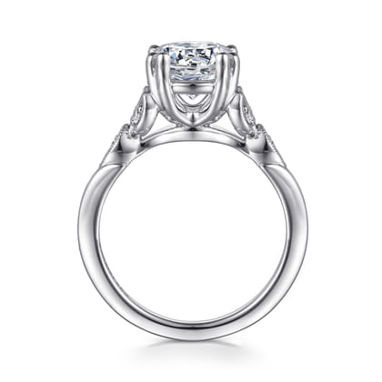 Celia - Vintage Inspired 14K White Gold Round Diamond Engagement Ring