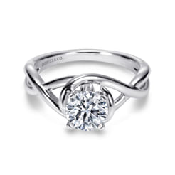 Celine - 14K White Gold Round Twisted Diamond Engagement Ring