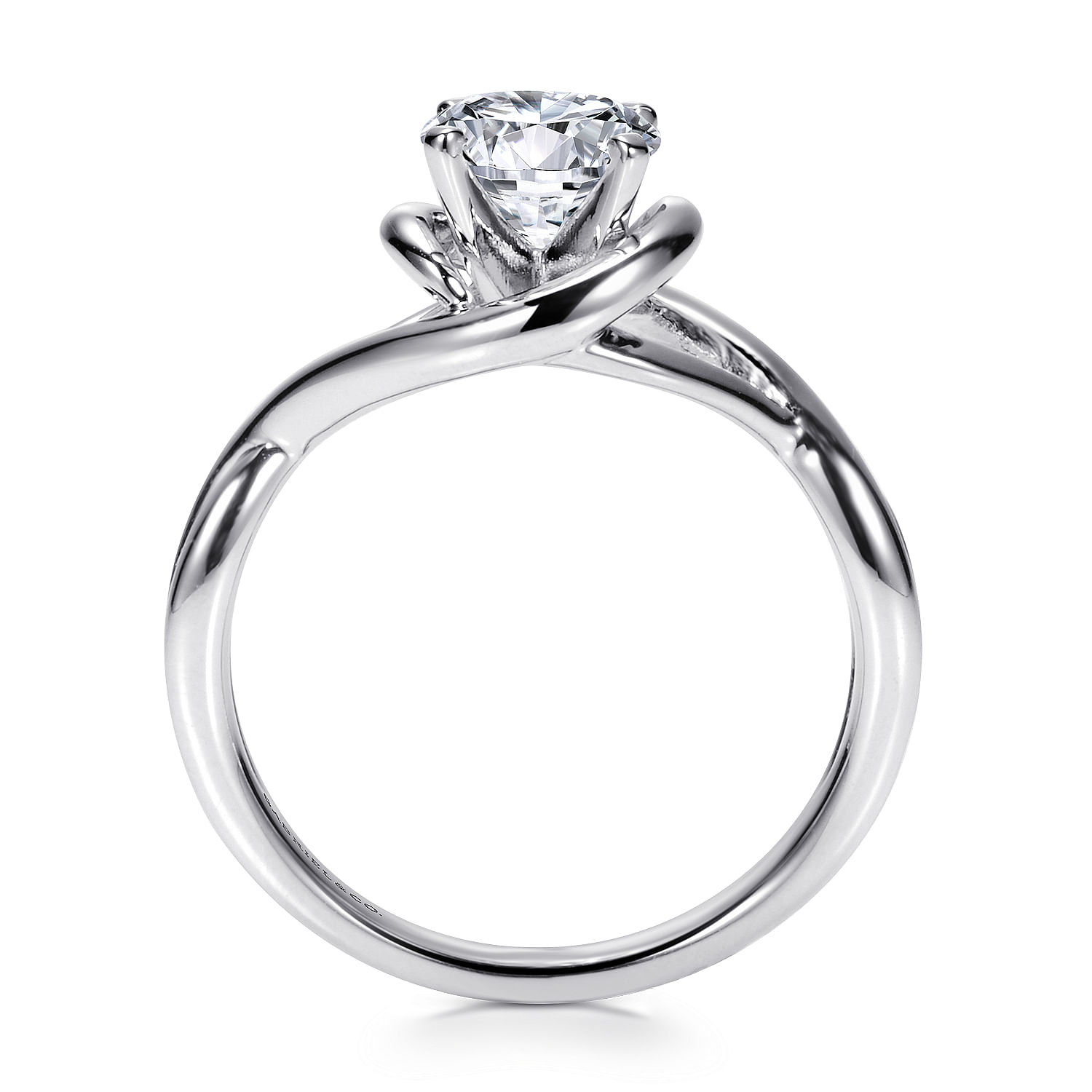 Celine - 14K White Gold Round Twisted Diamond Engagement Ring - Shot 2