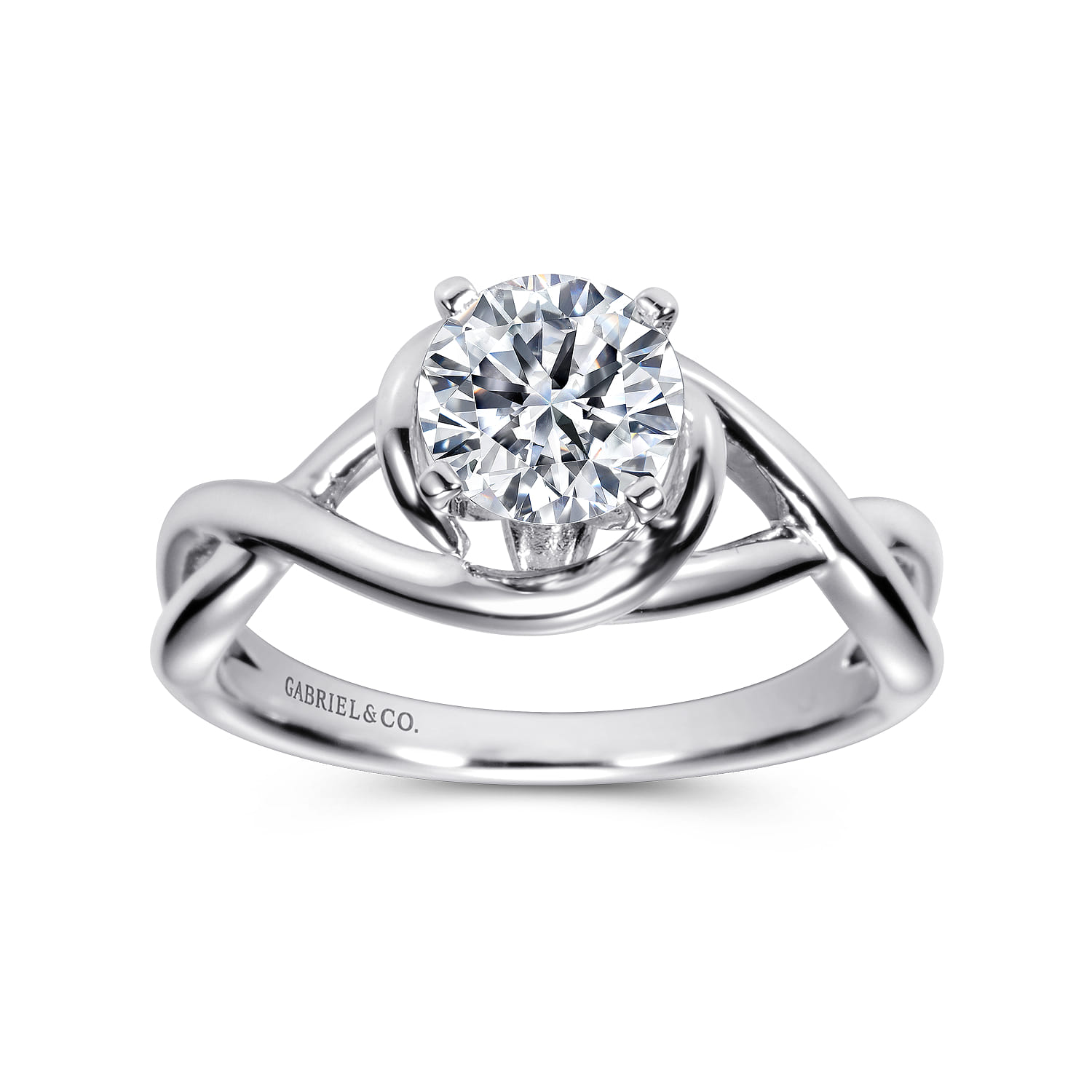 Celine - 14K White Gold Round Twisted Diamond Engagement Ring