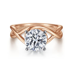 Celine - 14K White-Rose Gold Round Diamond Engagement Ring