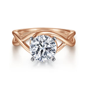 Celine - 14K White-Rose Gold Round Diamond Engagement Ring
