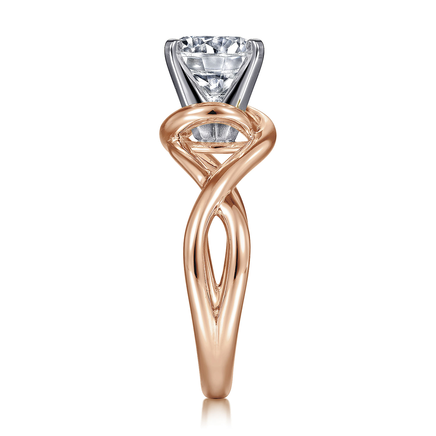 Celine - 14K White-Rose Gold Round Diamond Engagement Ring