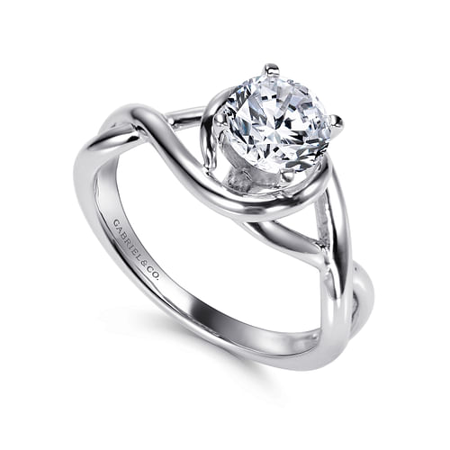Celine - Platinum Round Twisted Diamond Engagement Ring - Shot 3