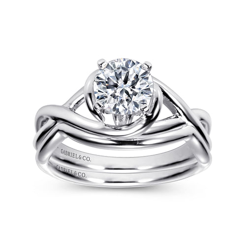 Celine - Platinum Round Twisted Diamond Engagement Ring - Shot 4