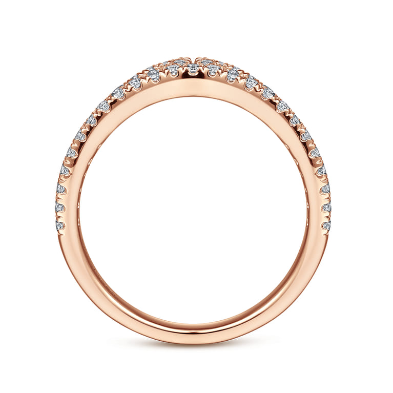 Curved Wedding Ring in 14k Rose Gold with Round Natural Diamond at Gabriel & Co. - Shot 2