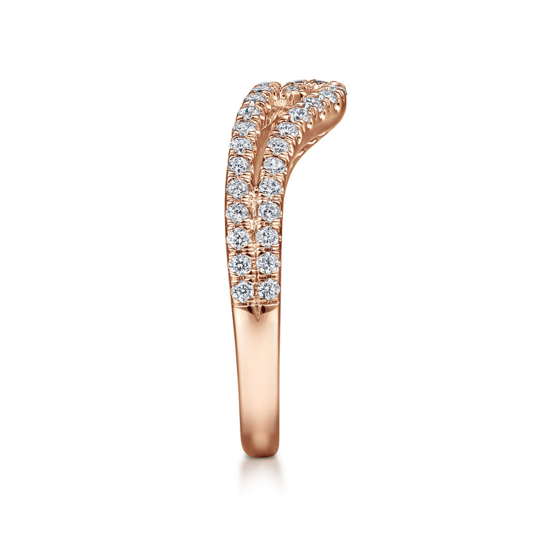 Curved Wedding Ring in 14k Rose Gold with Round Natural Diamond at Gabriel & Co. - Shot 4