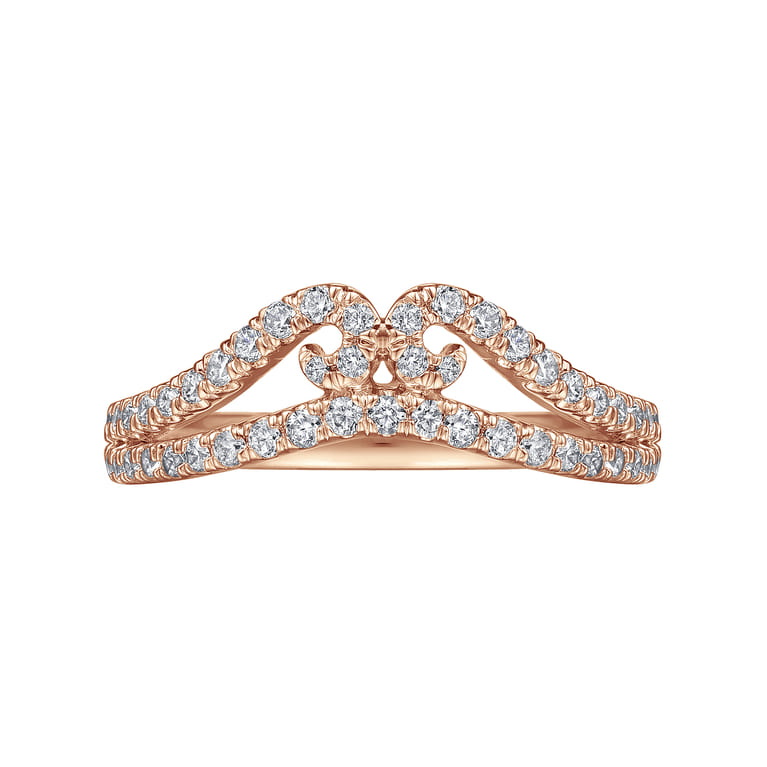 Curved Wedding Ring in 14k Rose Gold with Round Natural Diamond at Gabriel & Co. - Shot 6