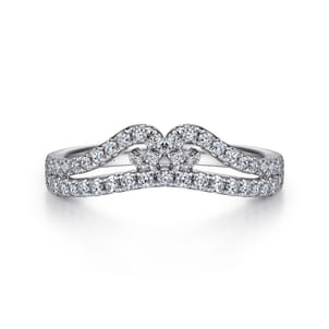 Cenza - Curved 14K White Gold Twisted Diamond Anniversary Band