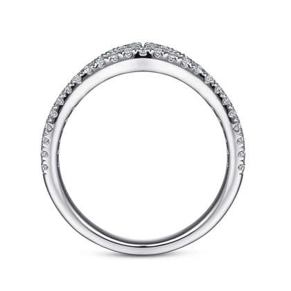 Cenza - Curved 14K White Gold Twisted Diamond Anniversary Band