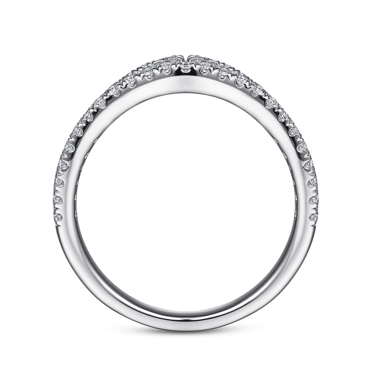 Curved Wedding Ring in 14k White Gold with Round Natural Diamond at Gabriel & Co. - Shot 2
