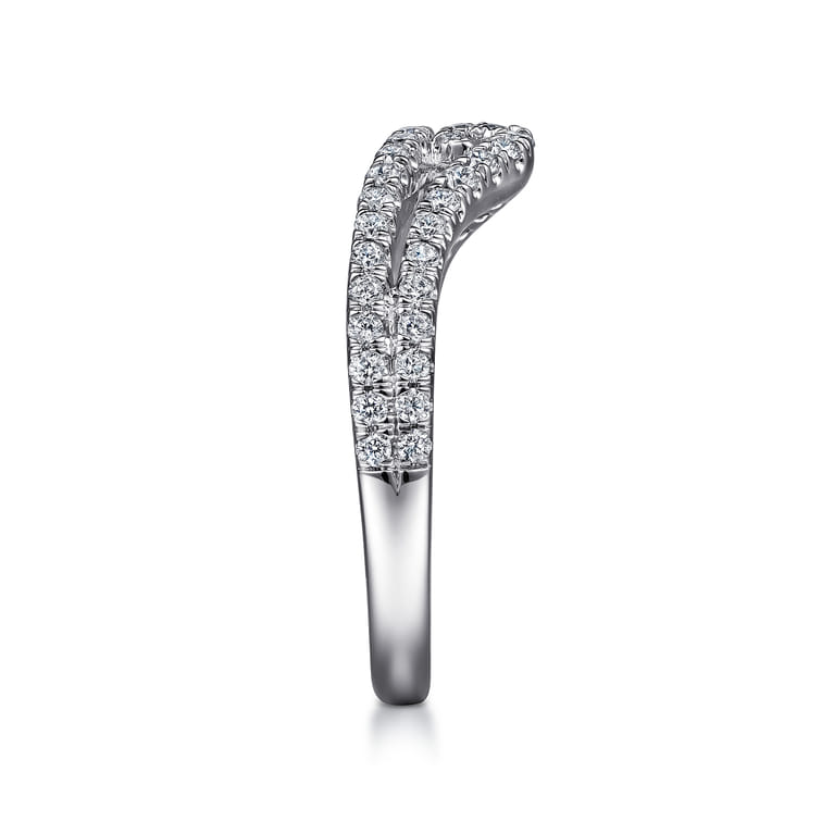 Curved Wedding Ring in 14k White Gold with Round Natural Diamond at Gabriel & Co. - Shot 4