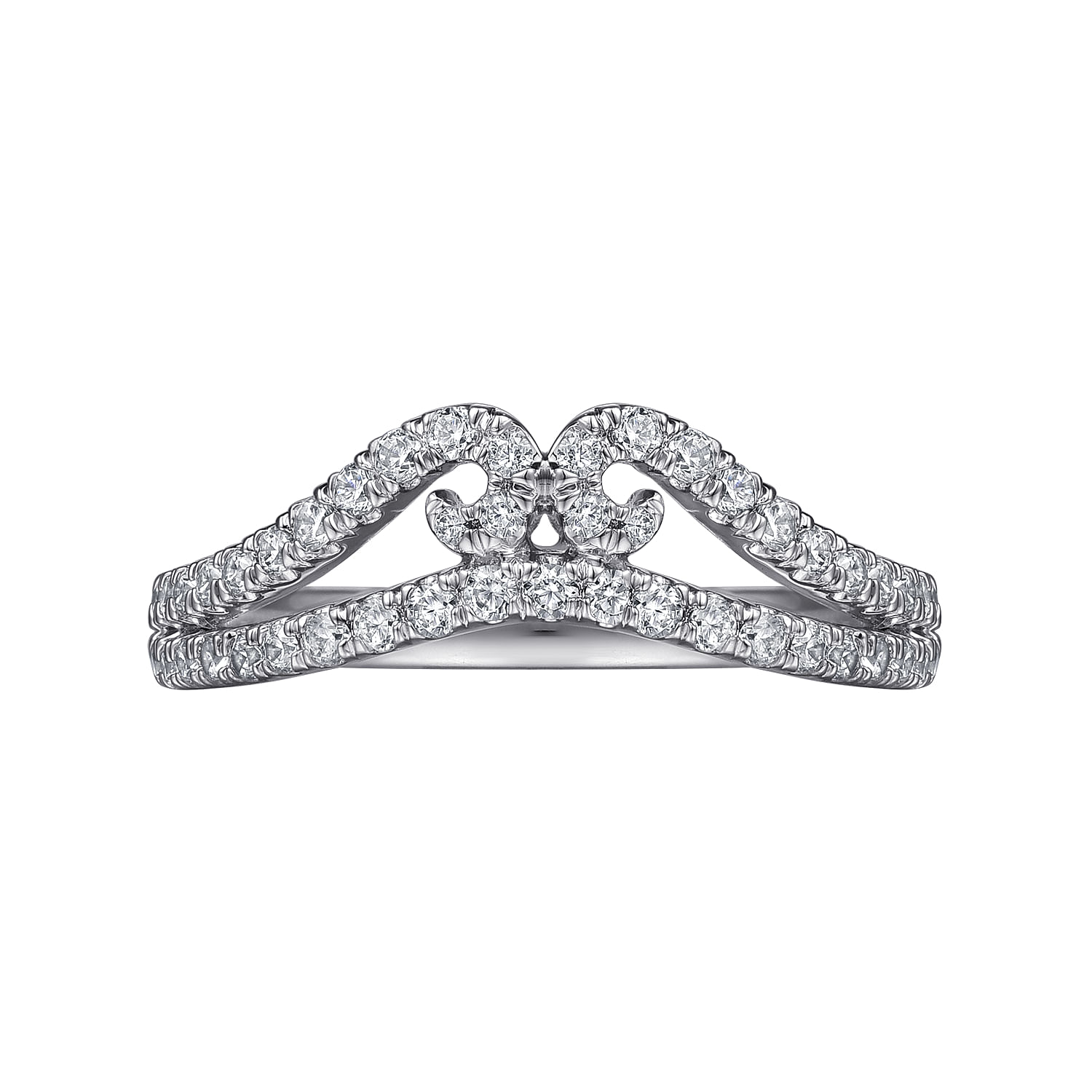 Cenza - Curved 14K White Gold Twisted Diamond Anniversary Band