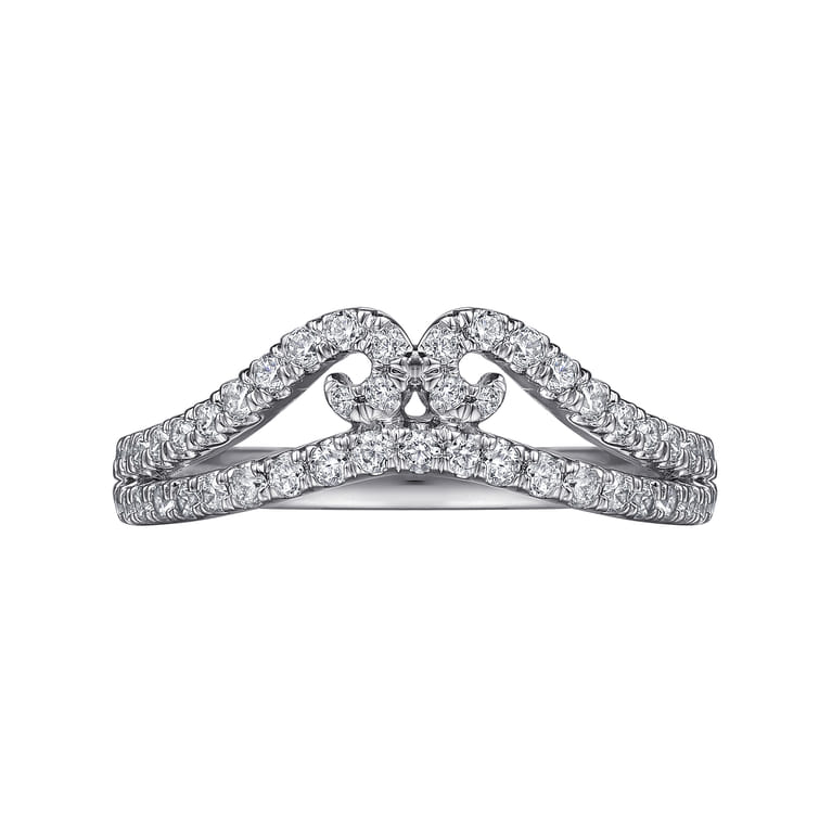 Curved Wedding Ring in 14k White Gold with Round Natural Diamond at Gabriel & Co. - Shot 6