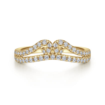 Cenza - Curved 14K Yellow Gold Twisted Diamond Anniversary Band