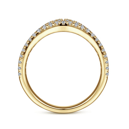 Cenza - Curved 14K Yellow Gold Twisted Diamond Anniversary Band
